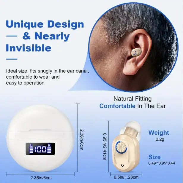 K&F coptee ZF-M607 CIC Rechargeable Hearing Aids for Mild to Moderate Hearing Loss K&F coptee