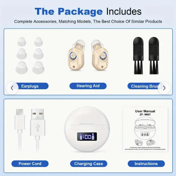 K&F coptee ZF-M607 CIC Rechargeable Hearing Aids for Mild to Moderate Hearing Loss K&F coptee